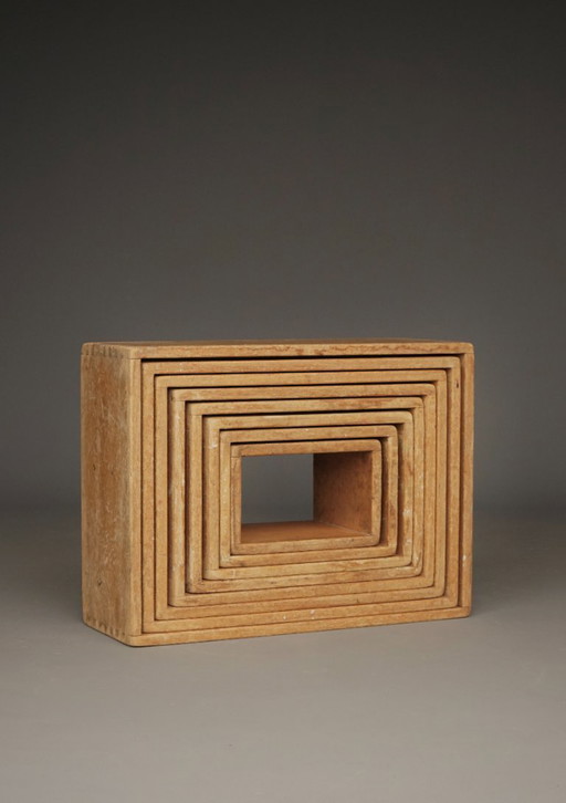 Childrens' wooden Building Blocks, set of 8, 1950s