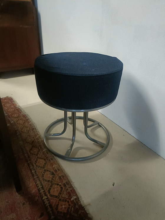 Image 1 of Blue canvas pouf
