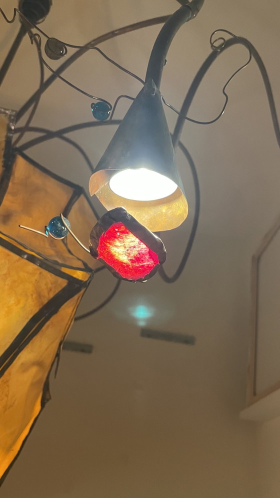 Grande lampada a sospensione scultorea d'arte da ritirare – Lampade a sospensione, Rame, Plastica (photo 7 of 10)