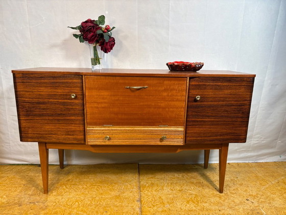 Image 1 of Mid-Century Retro Vintage Teak Sideboard by Stonehill Early 1960s  With Bar Compartment • British Design Classic • Collector’s P