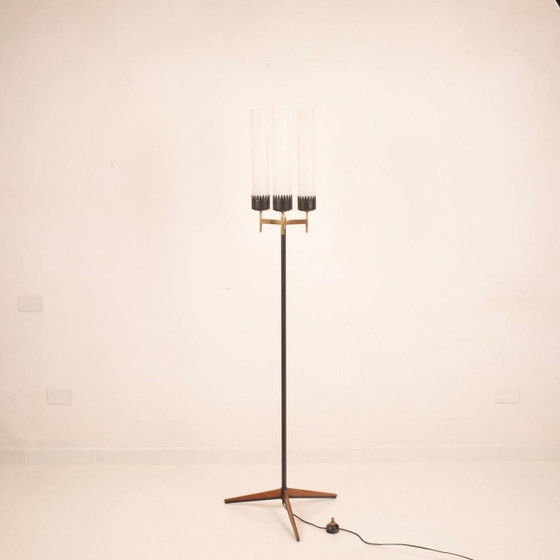 Stilnovo Lampada da terra Mid Century Ottone & Vetro Opalino – Lampade da terra, Iron, Wood (photo 10 of 22)