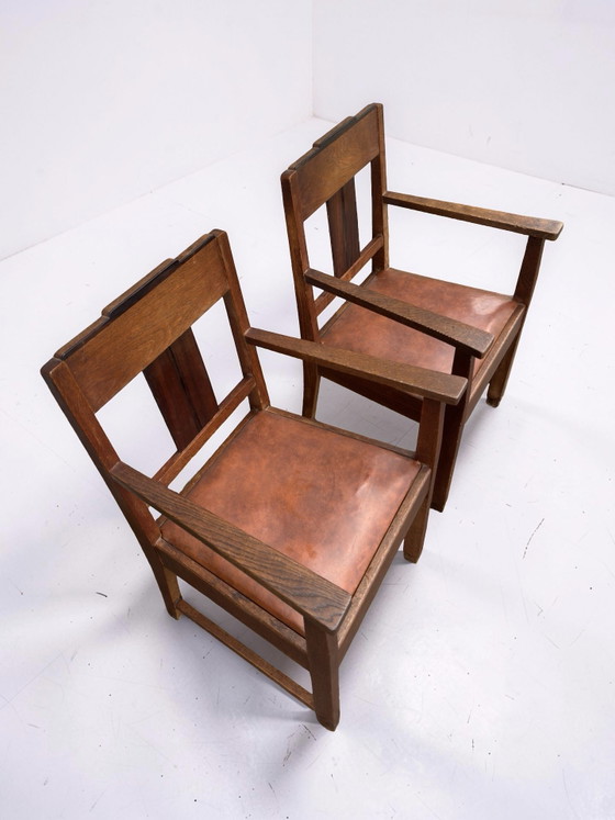 Image 1 of 2x Art Deco / Amsterdamse School stoelen