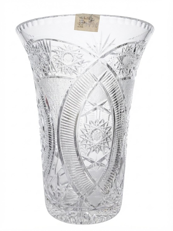 Monumental Hand-Cut Crystal Vase New Old Stock HS SUDETY POLAND 60s 70s Label 5kg 30 Cm – HS SUDETY POLOGNE (photo 4 of 15)