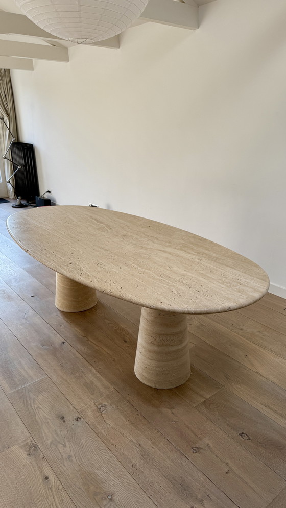 Image 1 of Table de salle à manger en travertin pour l'intérieur et l'extérieur