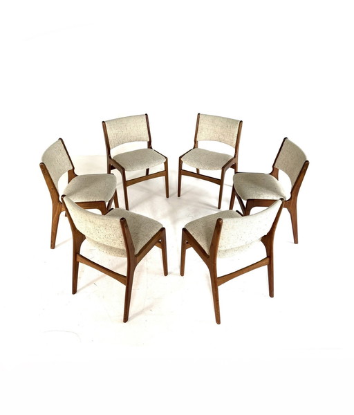 6x vintage dining chairs, Erik Buch, Anderstrup Møbelfabrik '70