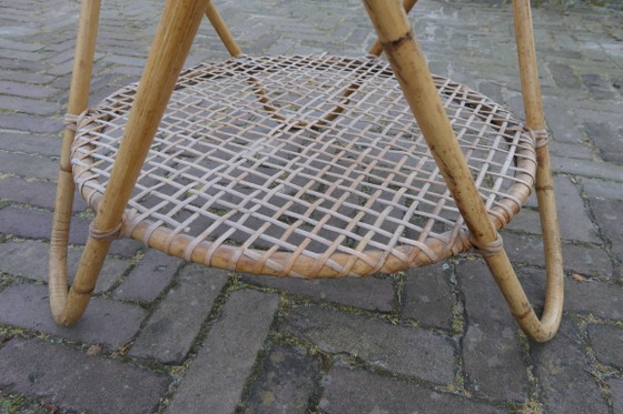 Image 1 of prachtige antieke Franse lounge ligstoel, gemaakt van rotan en bamboe