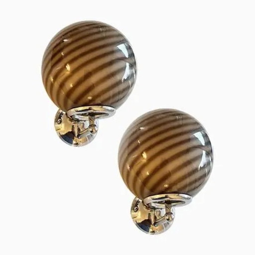 Beige und braune Wandleuchten aus Muranoglas von Simoeng, 2er-Set