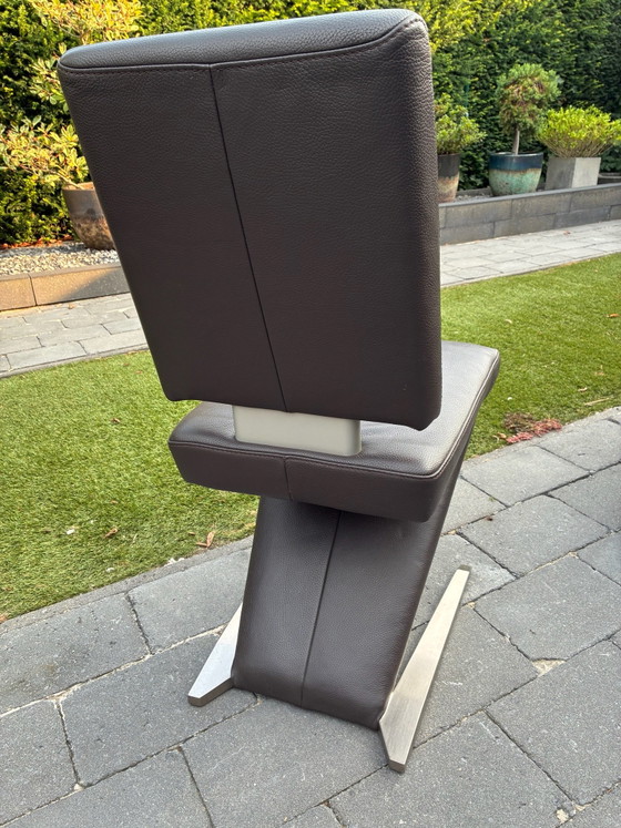 Two design dining chairs, Musterring, Leather, Chrome, Brown (photo 12 of 14)