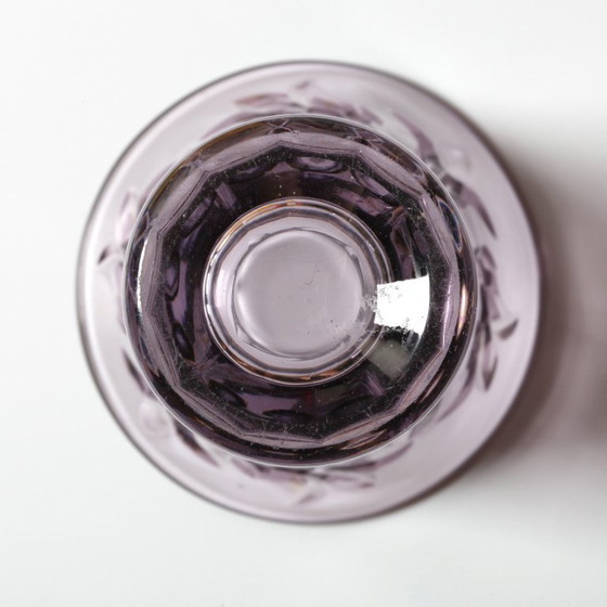 Image 1 of Rare Art Mid-century Glass Smokey Purple Cut Glass Vase / Eda Glasbruk / Sweden / 1930s