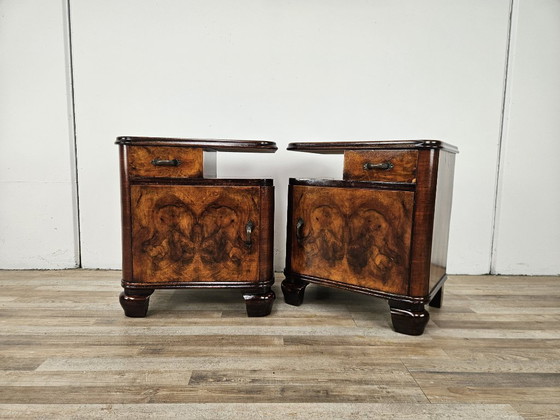 Image 1 of Nachtkastjes in Art Deco-stijl uit de jaren 50