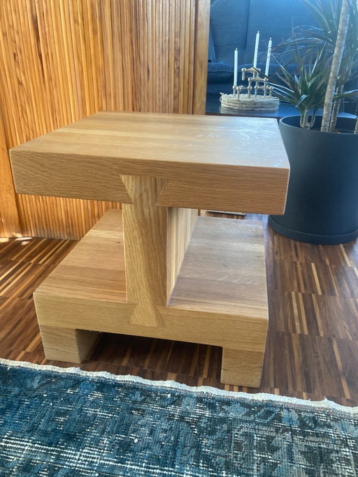 2 rari tavolini laterali quadrati di piccole dimensioni della Gelderland – in rovere massello, design di Roderick Vos