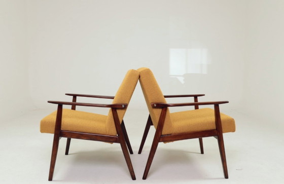 Image 1 of Pair Lounge Chairs Vintage Yellow Boucle,  Mid Century Design, 1960