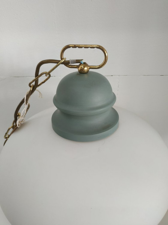 Image 1 of Schitterende Retro/vintage (elektrische)  mushroom 'olielamp' plafondlamp met 2 lichtbronnen 