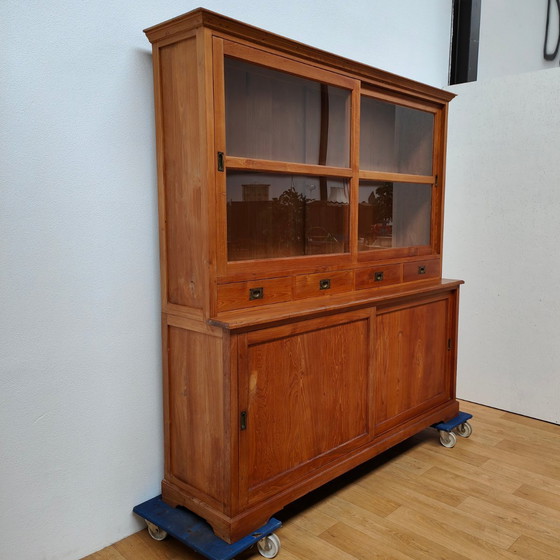 Image 1 of Vintage French country sideboard cabinet, wall cabinet kitchen cabinet Teakwood