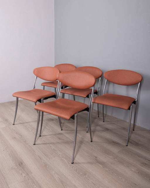 Set of 5 vintage 1980s "Coro" chairs designed by Luigi Origlia for Origlia Italy 