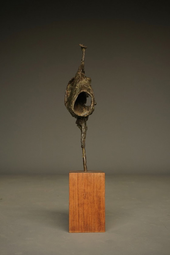 Image 1 of Jetty Homan, Scultura astratta, anni '70, Bronzo e teak