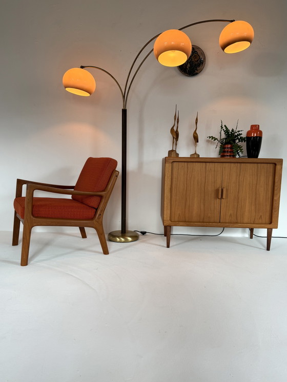 Vintage Triple Messing Mushroom Booglamp, Dijkstra ‘70 – Dijkstra Lampen, Vloerlampen, Brass, Metal (photo 15 of 15)
