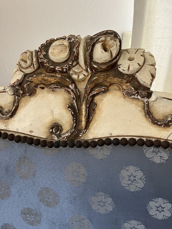 Image 1 of Hermoso banco Luis XV de estilo barroco clásico antiguo de madera tallada