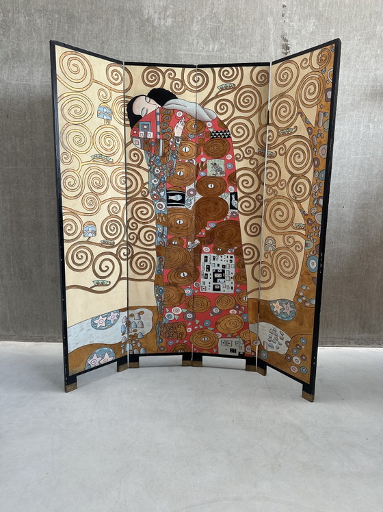 Image 1 of Paravent/séparateur de pièce vintage Gustav Klimt « L'Étreinte »