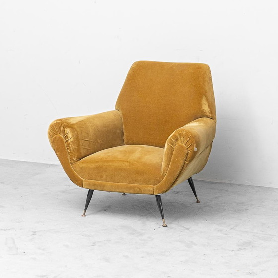 Coppia di poltrone vintage in velluto stile Gigi Radice – Design Italiano anni '50 – Metal, Velvet (photo 8 of 11)
