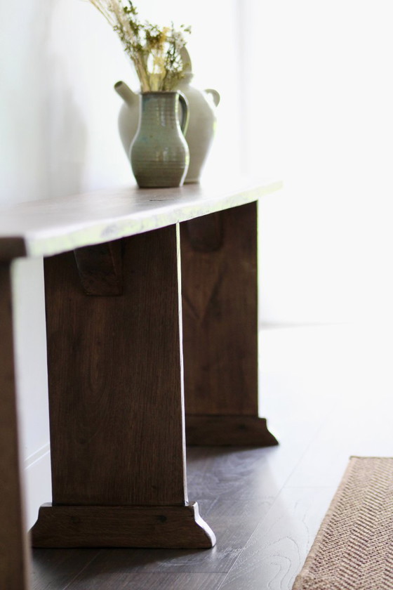 Image 1 of Banco de granja antiguo en roble macizo