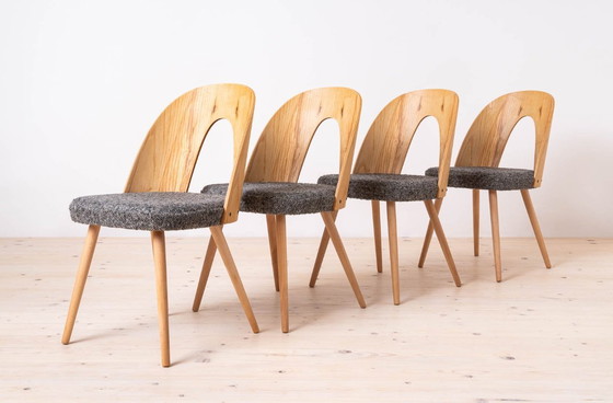 Image 1 of Dining Table with Set of 4 Dining Chairs by Antonin Šuman, Reupholstered, Czechoslovakia, 1960s