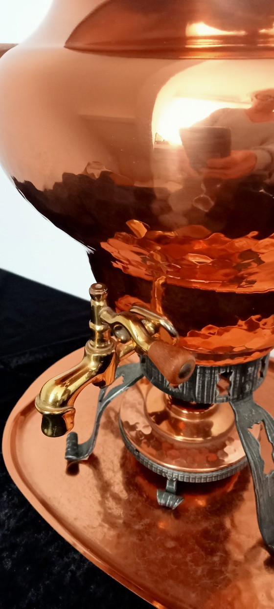 Image 1 of Swiss copper chocolate coffee mulled wine taps can with fire