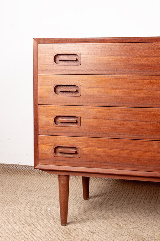 Grote dubbele ladekast, Deens, van teakhout, 8 laden, van Dyrlund 1960.