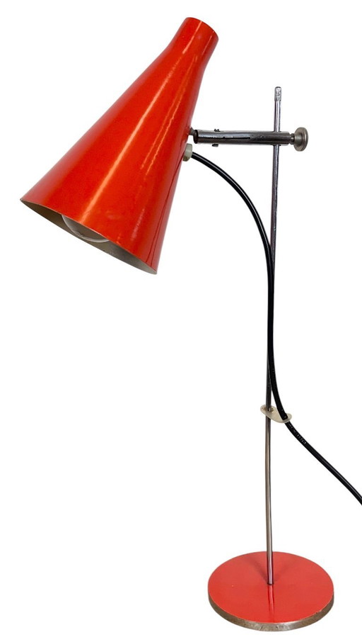 Lampe de Bureau Rouge Vintage par Josef Hůrka pour Lidokov, 1960s