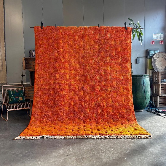 Image 1 of Orange Moroccan wool rug – Handmade geometric rug – Contemporary Berber carpet
