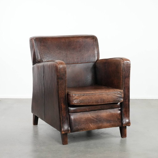 Poltrona di design in pelle di pecora con bellissimi colori intensi