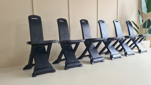 6 x Chaises de salle à manger Brutalist uniques - Design espagnol des années 1960