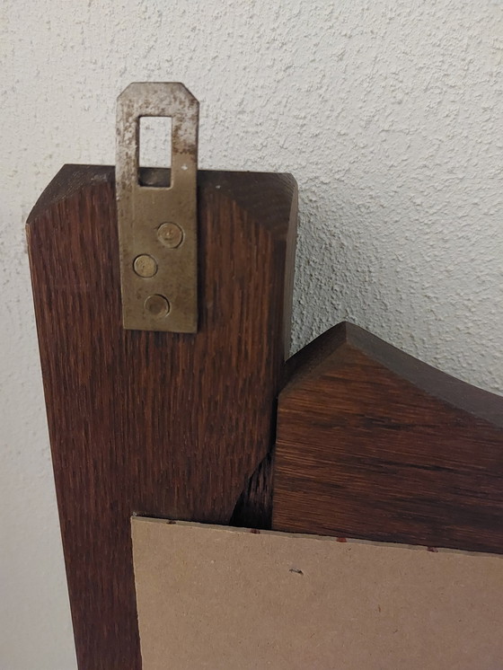 Image 1 of Wood Solid Mirror With 2 Sturdy Hanging Hooks