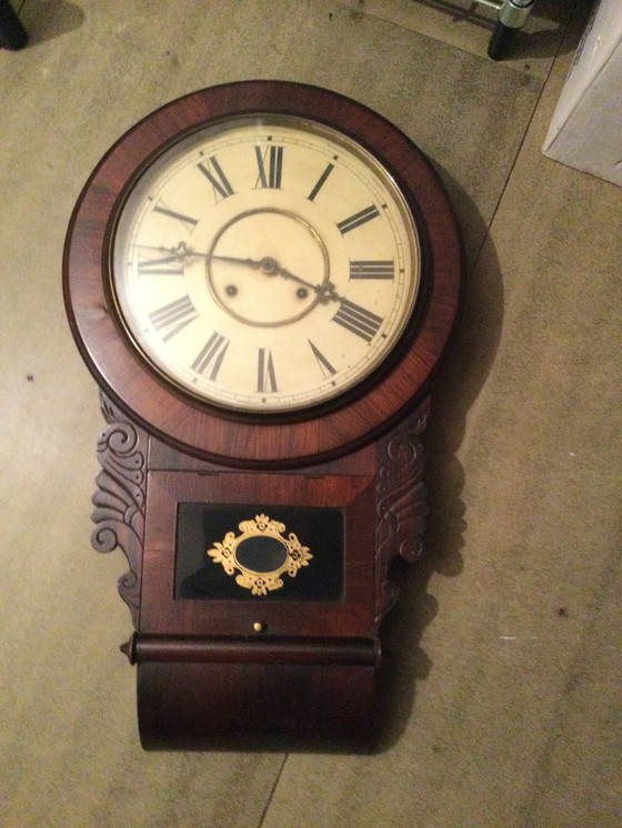 Image 1 of Antique Waterbury English Wall Clock (Numbered) Mahony