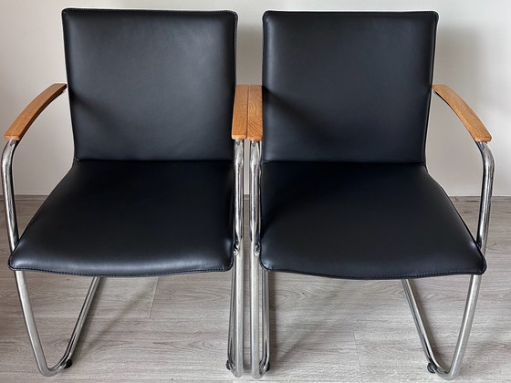 4x Leolux Freyr chaises de salle à manger design – Cuir (photo 8 of 12)