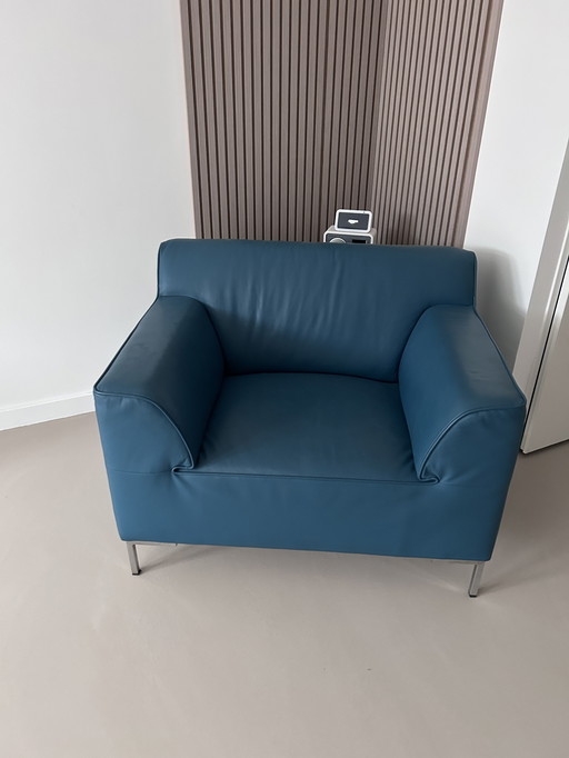 Montel fauteuil leer blauw 
