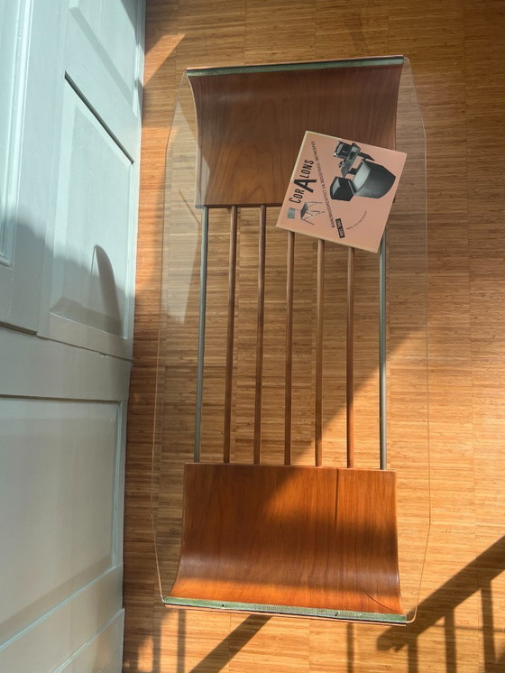 Image 1 of Rara mesa de centro original Cor Alons para C. den Boer Gouda (años 50, teca y cristal)