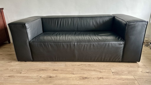 Canapé en cuir noir, 2,5 places