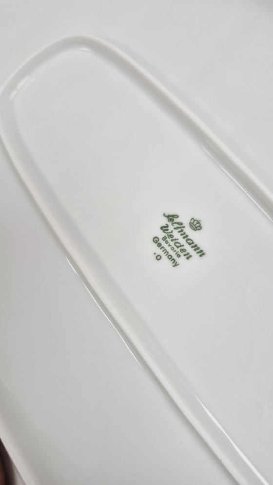 Image 1 of Asparagus Service Set: Plate, Platter, Gravy Boat, Cutlery, Bavaria Seltmann Weiden Porcelain - RARE!