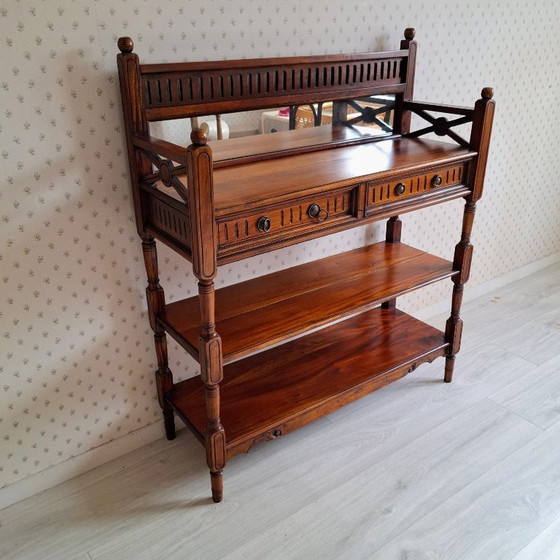 Image 1 of Mahoniehouten Consoletafel met twee lades en twee planken