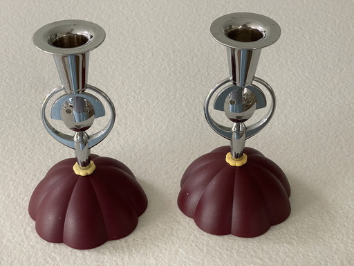 Alessi Anna candlesticks bordeaux