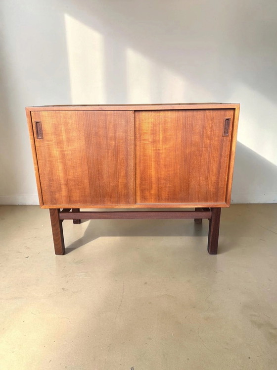 Danish Teak Sideboard with Sliding Doors (2 Available) – Wood (photo 2 of 2)
