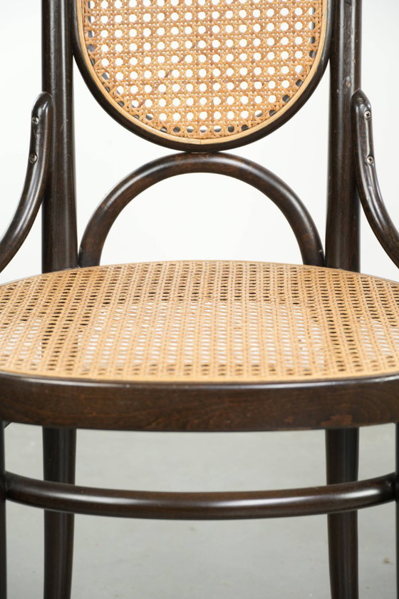 6x Original Vintage Thonet Long John Design Dining Chair / Bistro Chair With Webbing – Wood, Klassiek (photo 15 of 17)