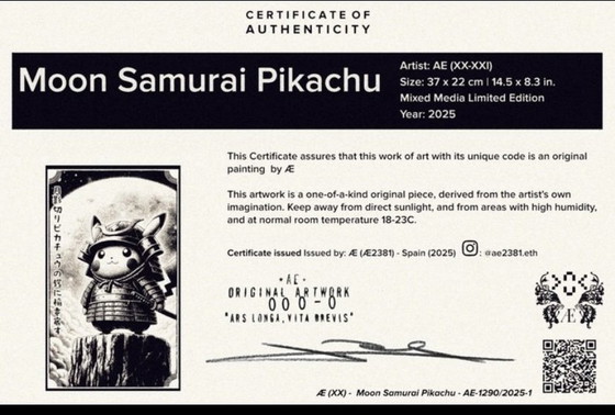 Image 1 of Oeuvre d'art Pikachu (Pokémon) Samouraï lunaire