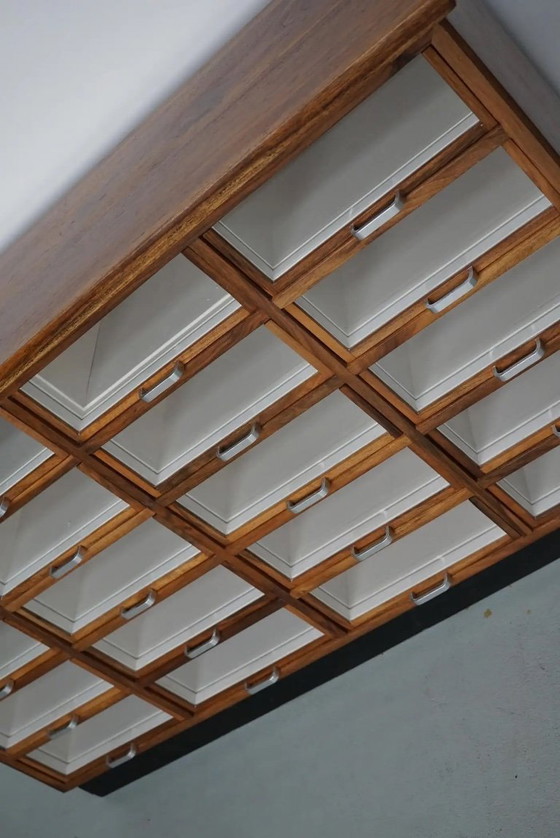 Image 1 of Vetrina/mobiletto da merceria olandese vintage in noce, anni '50