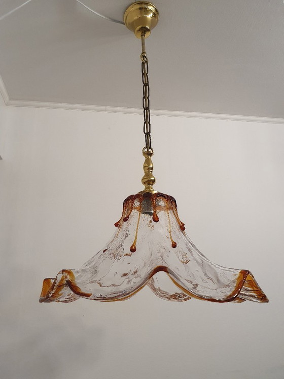 Image 1 of Murano Mazzega plafondlamp, vintage lamp van Murano-glas, hanglamp uit de jaren 70, Italië