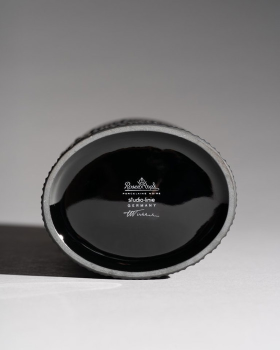 Image 1 of Rosenthal Tapio Wirkkala Vase Duo Black Matte Porcelain Studio-Line Mid Century