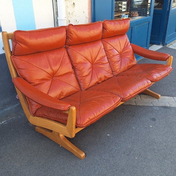 Image 1 of Banquette scandinave en bois et cuir par Soda Galvano pour Liebe Mobel