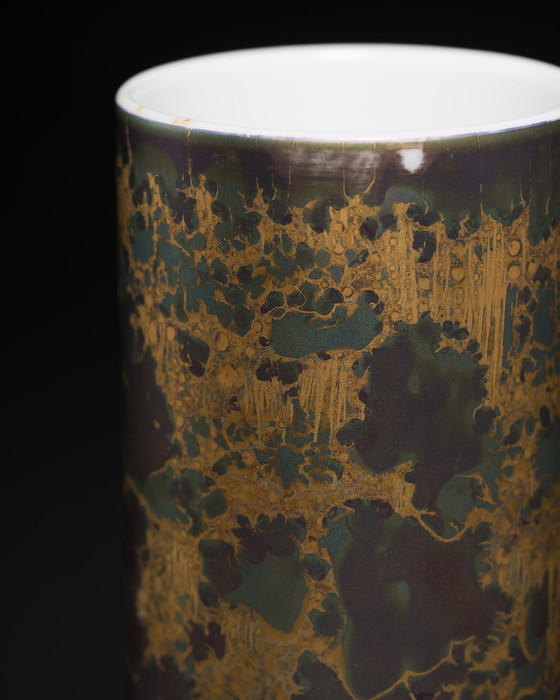 Image 1 of Vase en porcelaine peint à la main Hans Wohlrab Rosenthal H. Drexler Duo Goldfeuer