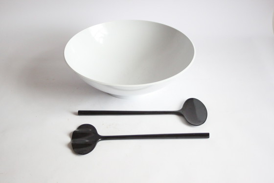 Image 1 of Melamine Salad Bowl and Spoons by Copco Taiwan, 1985. Postmodern Salad Spoons in Excellent Condition